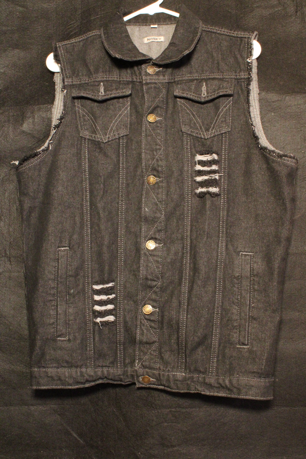 1 of 1 Distressed Denim GID Martian Vest