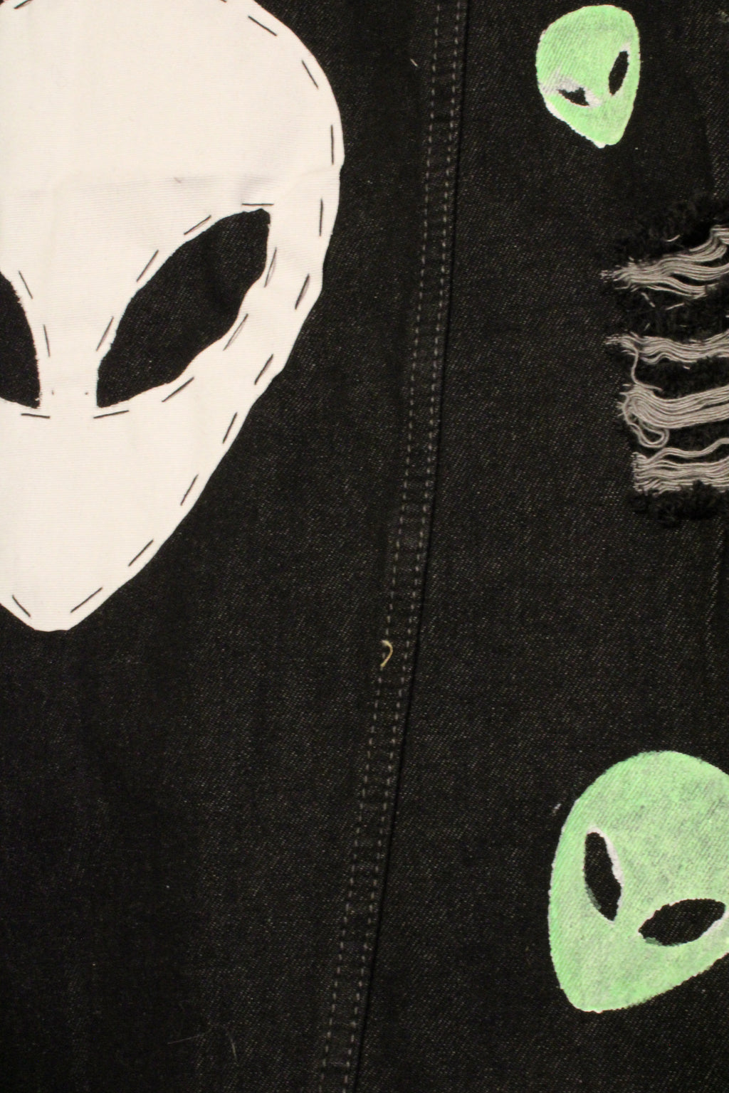 1 of 1 Distressed Denim GID Martian Vest