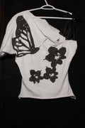 1 of 1 Black Strap "Butterfly" Cut Tee