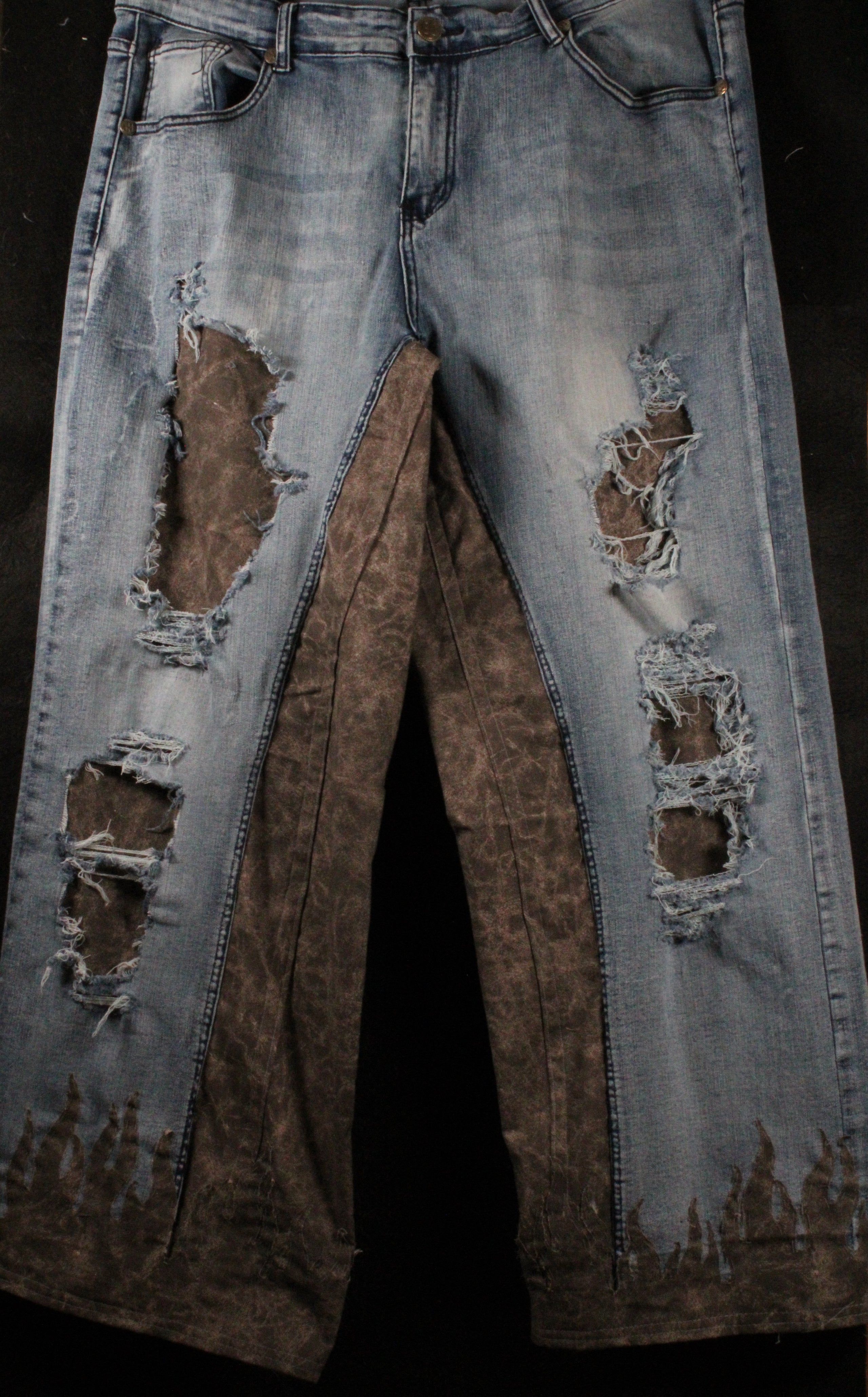 Blue Flame Baggy Distressed Denim