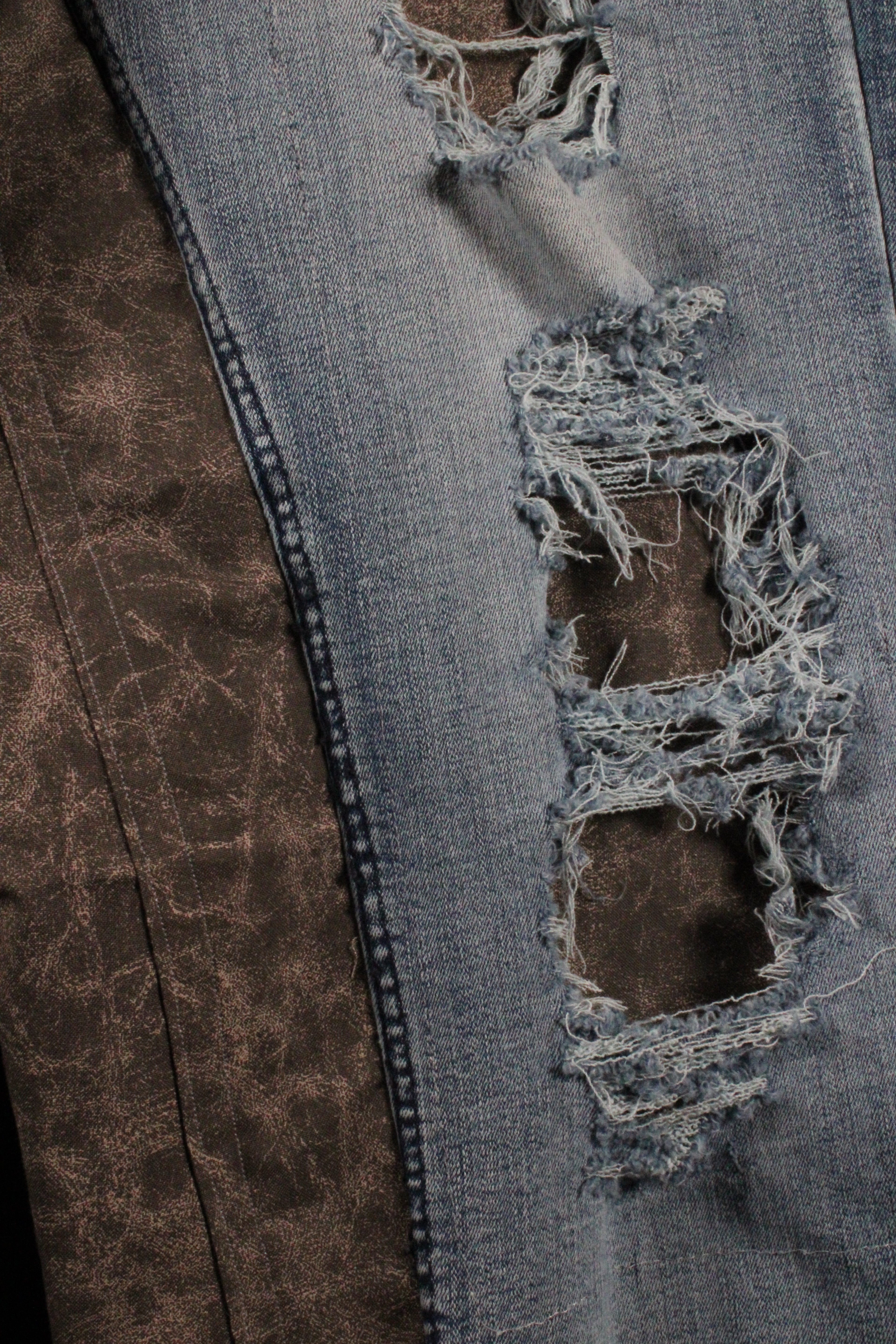 Blue Flame Baggy Distressed Denim