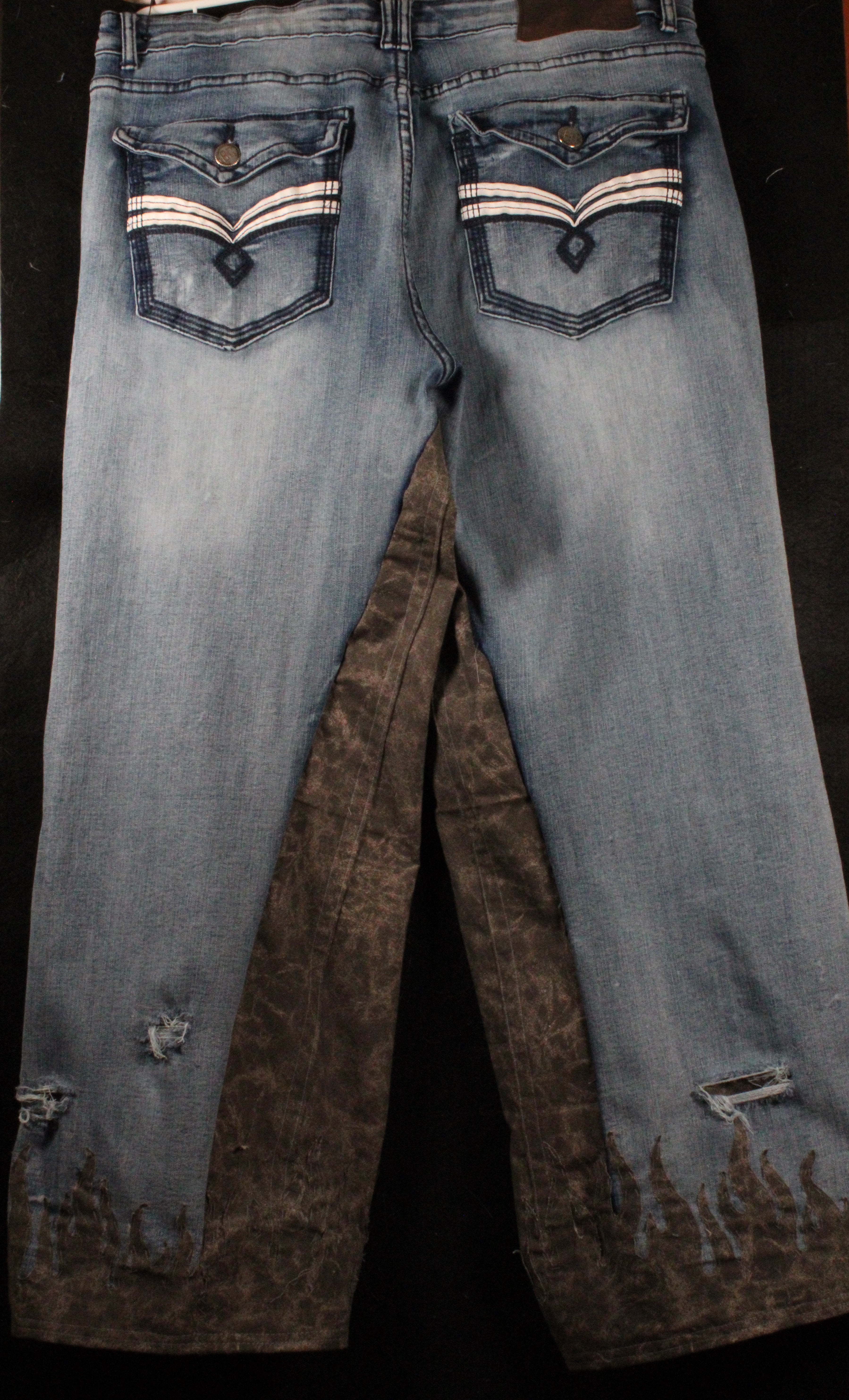 Blue Flame Baggy Distressed Denim