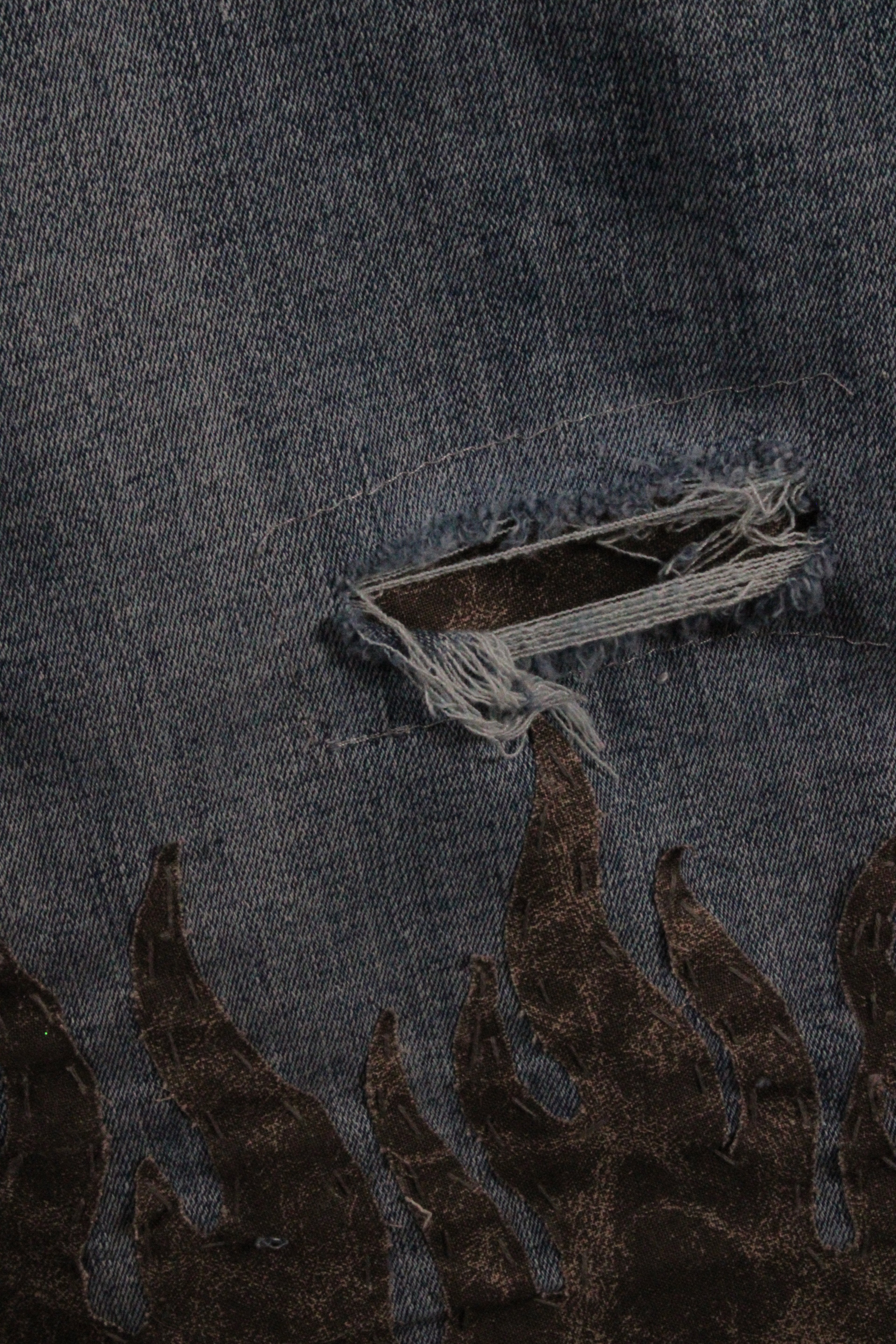 Blue Flame Baggy Distressed Denim